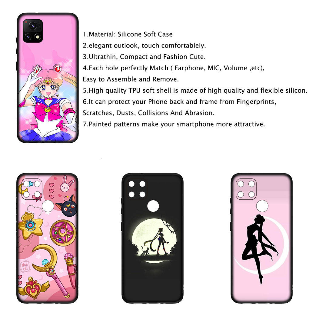 Cover for iPhone 16 15 Xiaomi Redmi Note 14 13 12 11 Pro Max X 8 9 16e Samsung Galaxy S25 S24 S23 Moto A4 OPPO Huawei Sailor Anime Moon Cat Phone Case