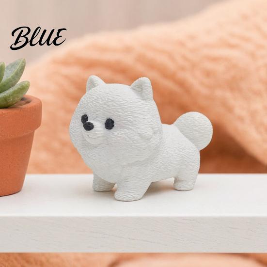 Fluffy Dog Figurine 3D Printing Ornament, White Matte Texture Figurine, Durable Printed Ornament Mini Size Statue, for Home Office Desk Decoration