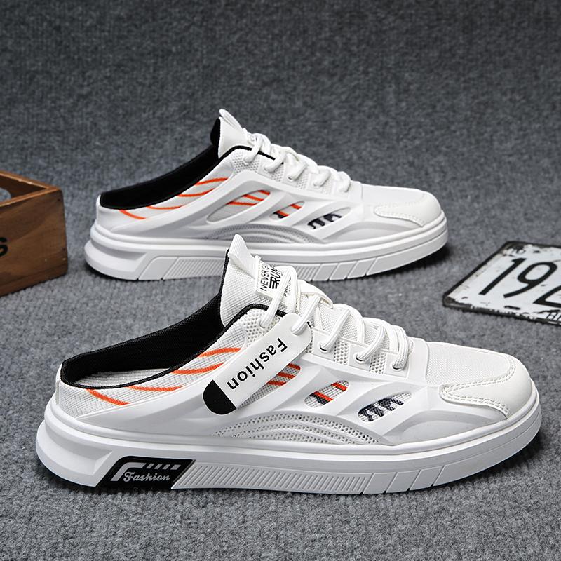 Sapatos Meio de Rede Respirável de Verão 2025 Para Homens Mules Sandálias Sapatilhas Sem Costas Mocassins Chinelos Homem Slides Sapatos Casuais Semicolados