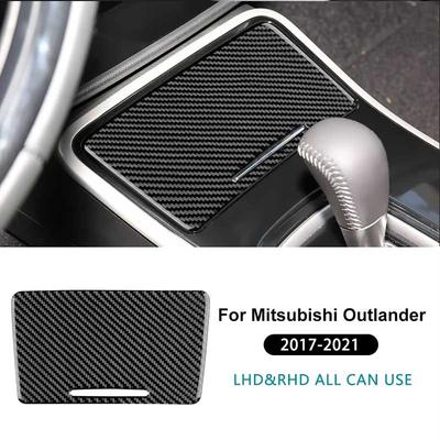For Mitsubishi Outlander 2017 2018 2019 2020 2021 Real Soft Carbon Fiber Sticker LHD RHD Central Control Storage Box Panel Trim