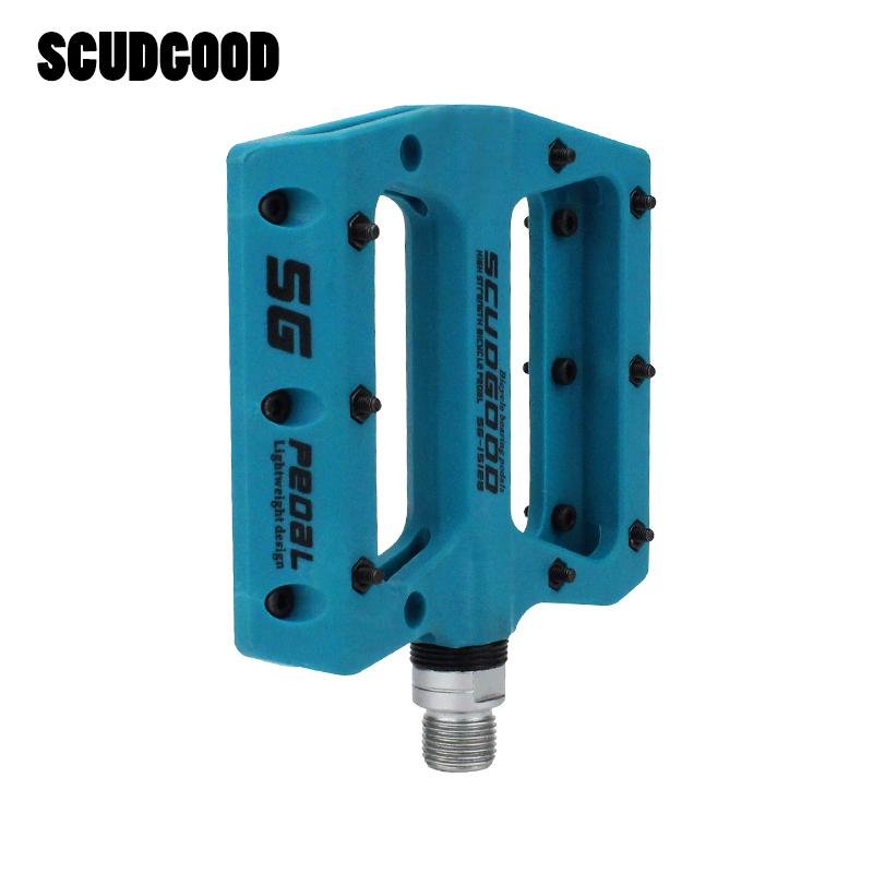 SCUDGOOD Bisiklet Pedalları Naylon Fiber Ultra Hafif Dağ Bisikleti Pedalı 4 Renk Büyük Ayak Yol Bisikleti Rulmanlı Pedallar Bisiklet Parçaları