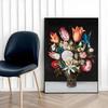 Poster Flowers Vase Black Background