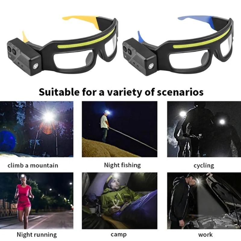 Nuovi occhiali multifunzione XTE con luce e ricarica Type-C, lampada frontale di avvertimento, compatta e portatile, lampada frontale sensibile al tocco
