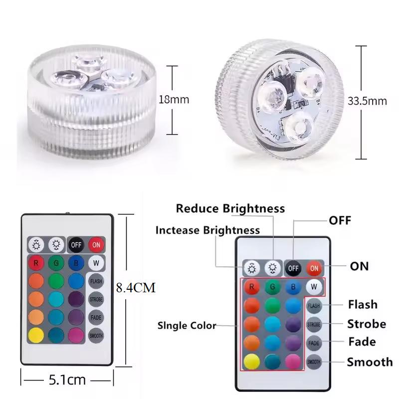 Seven-Color Waterproof Underwater LED Light: Perfect for Pools, Diving, Ice Buckets, Vases, Fish Tanks, and Landscapes.