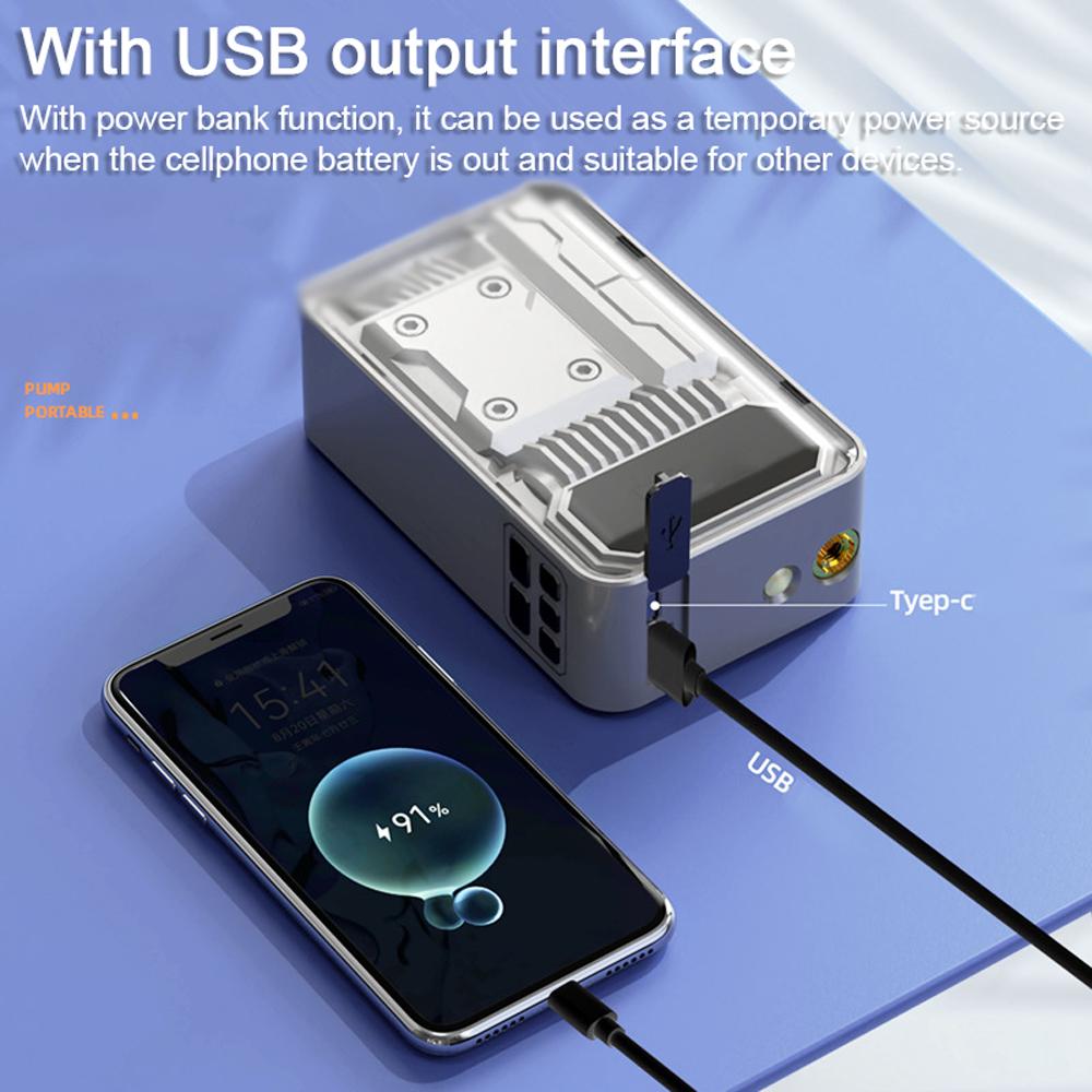 

3в1 Автомобильный воздушный насос Портативный электрический автоматический шинный насос Цифровой дисплей со светодиодной подсветкой Пауэрбанк и разноцветный