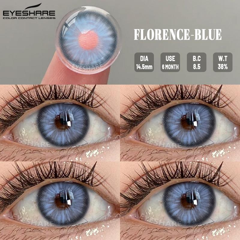 Eyeshare 2pcs Color Contact Lenses for Eyes Aurora Blue Green Colored Lenses Yearly Cosmetic Contact Lens for Eyes Beauty Makeup
