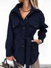 Women Winter Wool Coat with Lace Trim Long Sleeve Solid Color Autumn Fashion