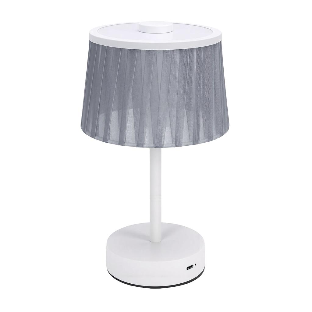 Table Lamp Fabric Shade Small Cordless Portable Bedside Lamp for Bedroom Nightstand