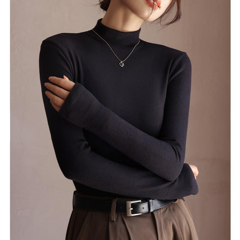 Womens Thermal Long Sleeve T-Shirt Half Turtleneck Slim Fit Base Layer Soft Brushed Fabric Winter Top