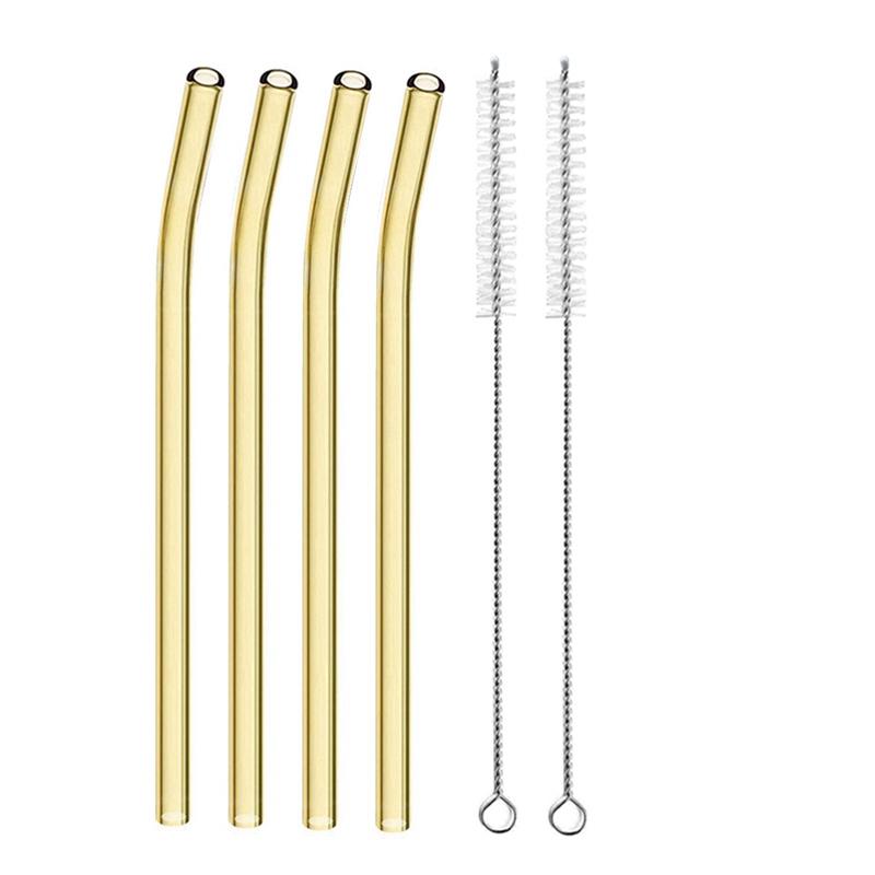 4 szt. 20 cm Szklane Słomki do Picia Wielokrotnego Użytku Kolorowe Szklane Słomki do Napojów Sok Ekologiczne Słomki Koktajlowe Barowe Naczynia do Picia