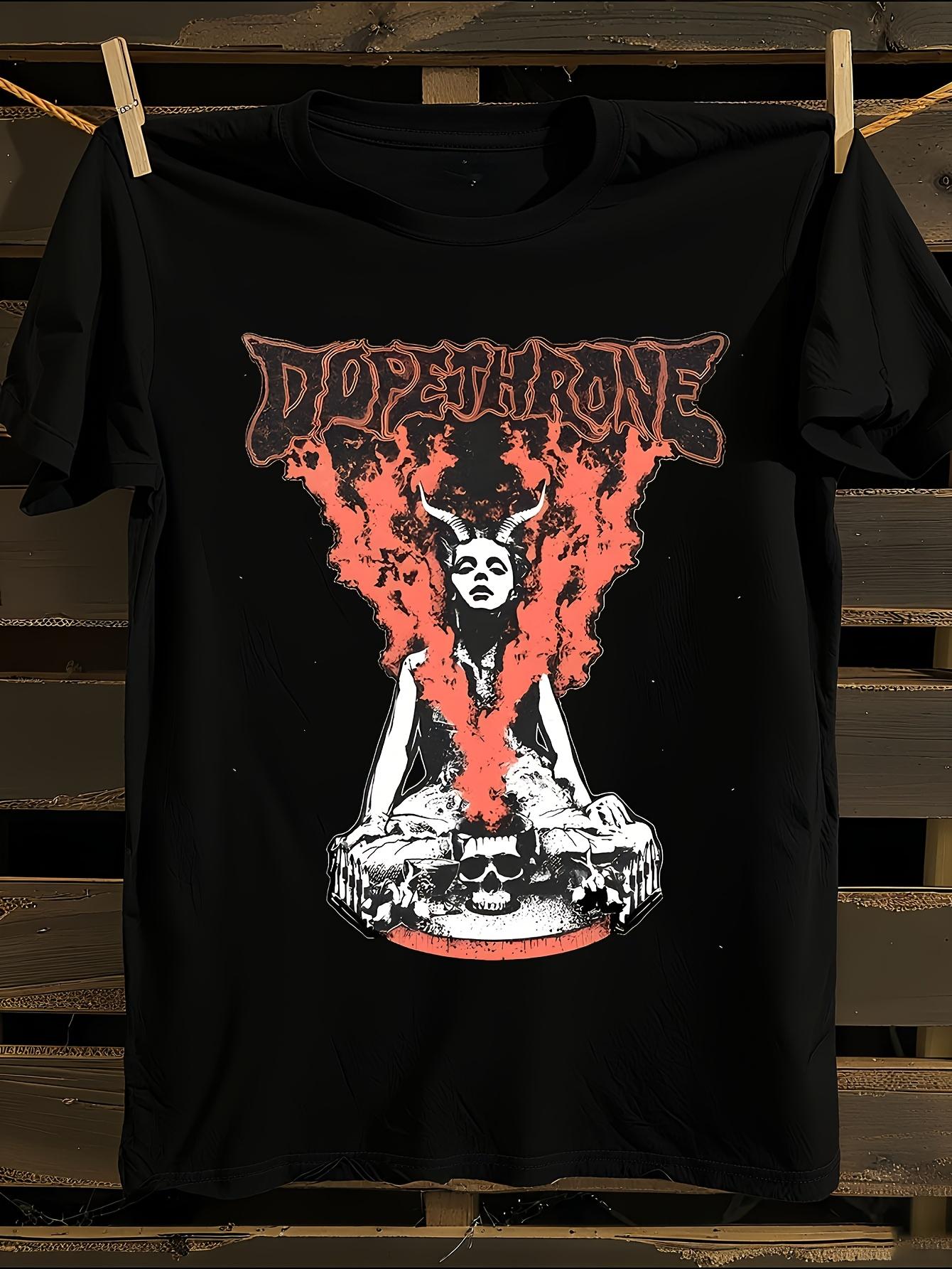 Dopethrone Graphic Tee - Heavy Metal Inspired Gothic Lett... XXL