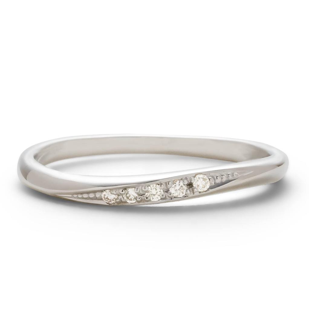 LEGAN White Gold Diamond Size 9 Natural Diamond Wedding Made in Japan Ring, K10WG, Band, Women's,