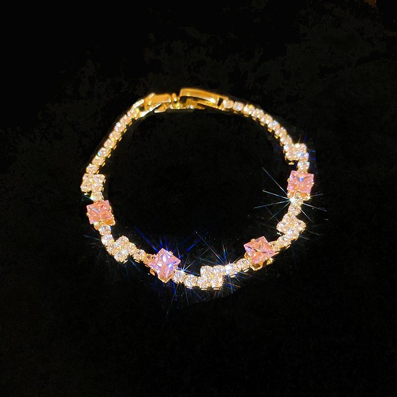 Zircon Square Claw Diamond Bracelet Light Luxury Niche Temperament Sweet Bracelet Korean Fashion High-end Sense Versatile Jewelry