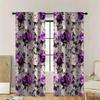 2Pcs Elegant Purple Floral Blackout Curta For Home Decor And Room Decoration, Modern Window Drapes With Privacy Protection