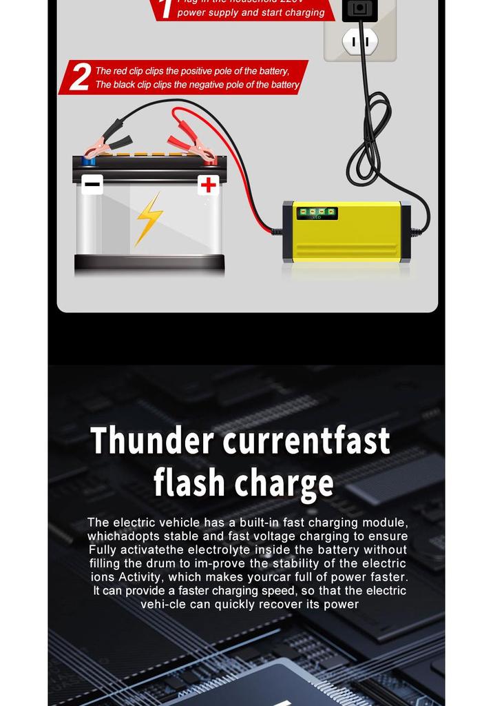 12V 2A Car and Motorcycle Battery Charger
