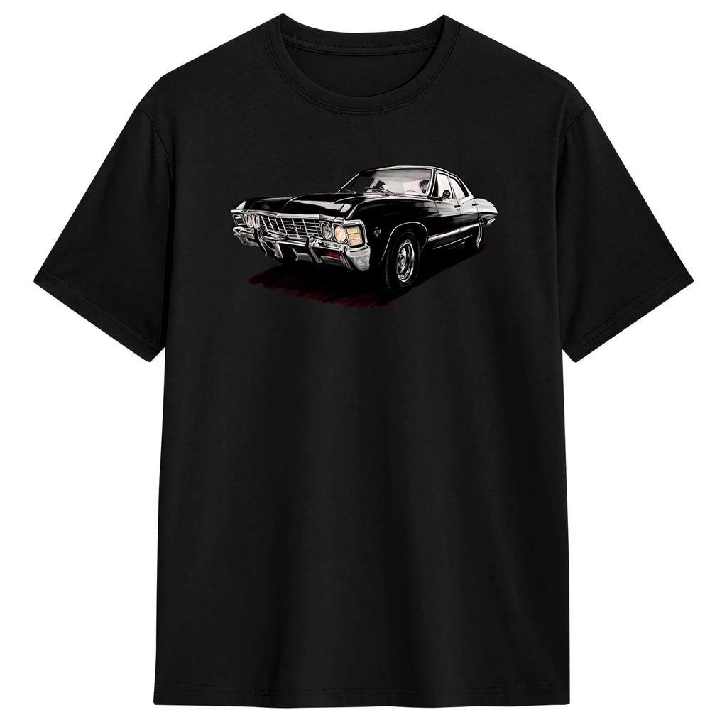 Supernatural Impala T-Shirt Sommer 100% Baumwolle T-Shirts Für Unisex Harajuku Bedrucktes T-Shirt Kurzärmlig Y2K Lustiges Oberteil Tees
