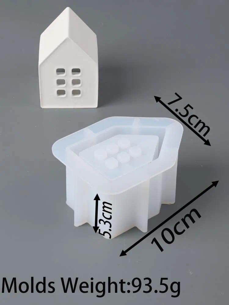 European Style Ambient Light House Silicone Mold Concrete Houses Crafts Casting Molds DIY Candle Holder Plaster Mould Home Decor