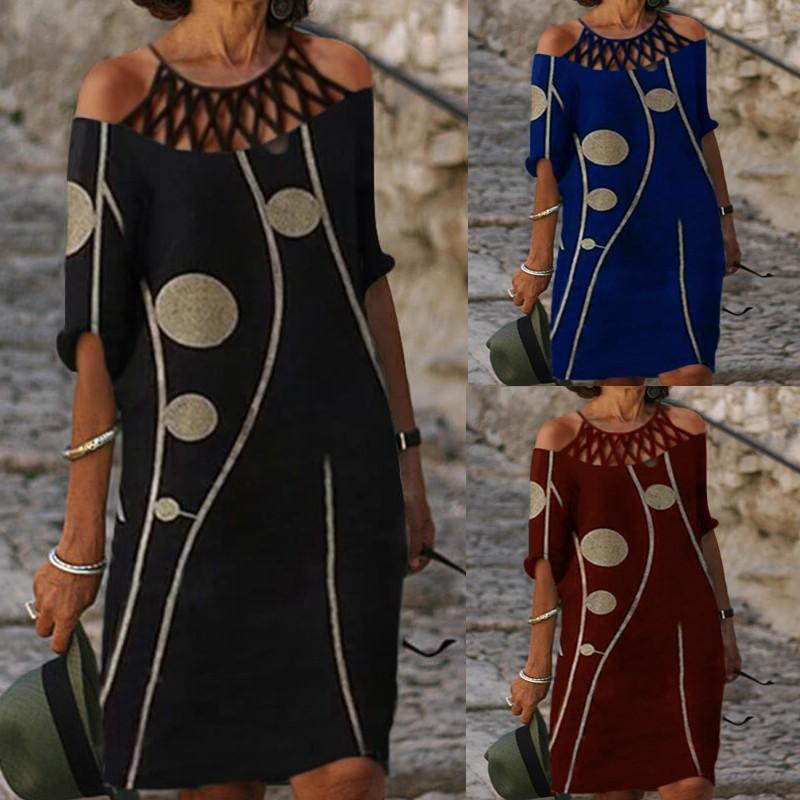 

Женское платье кружевное с полым рукавом сексуальное платье средней длины с открытыми плечами и принтом