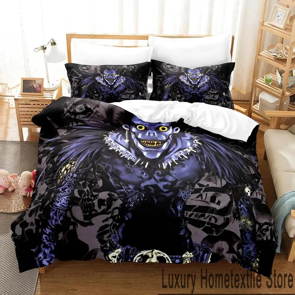 3D Print Death Anime Note Beding Set Young Boys Young Girls Twin Quen King-Sized Dimensionsd Dimensions Soft Duvet Cover Pilowcase Bed boys Adult