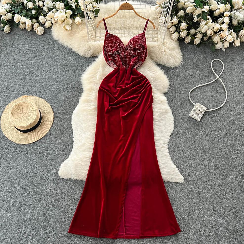 

RUGOD Женское красное платье на подтяжках с тонкой талией