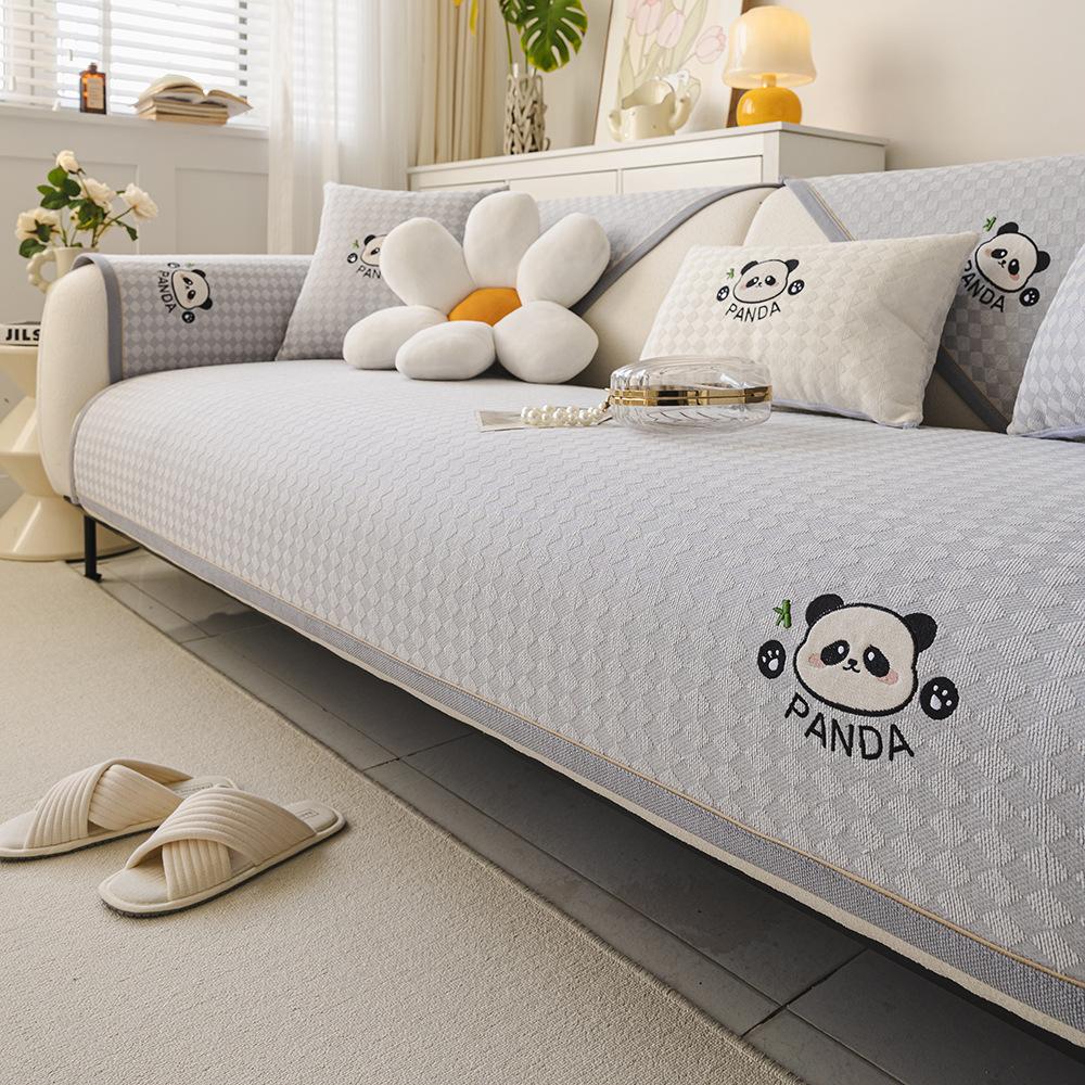 Panda  New Chenille Sofa Cushion Four Seasons Universal Cartoon Seat Cushion Fixed Non-Slip Sofa Cover Cover Cloth