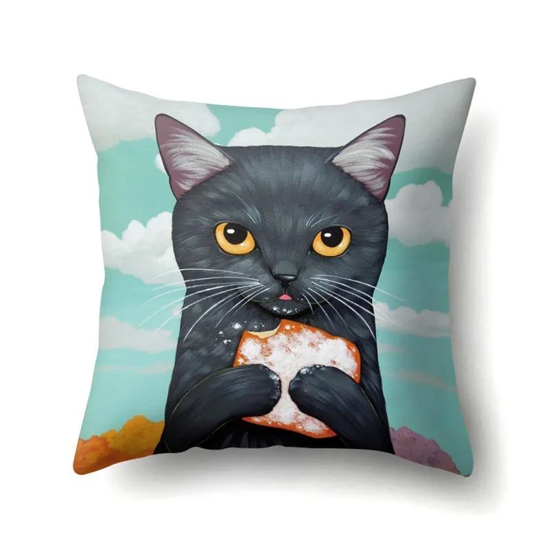 Colorful Cat Animal Decorative Pillowcase Living Room Office Ornaments Home Pillowcase