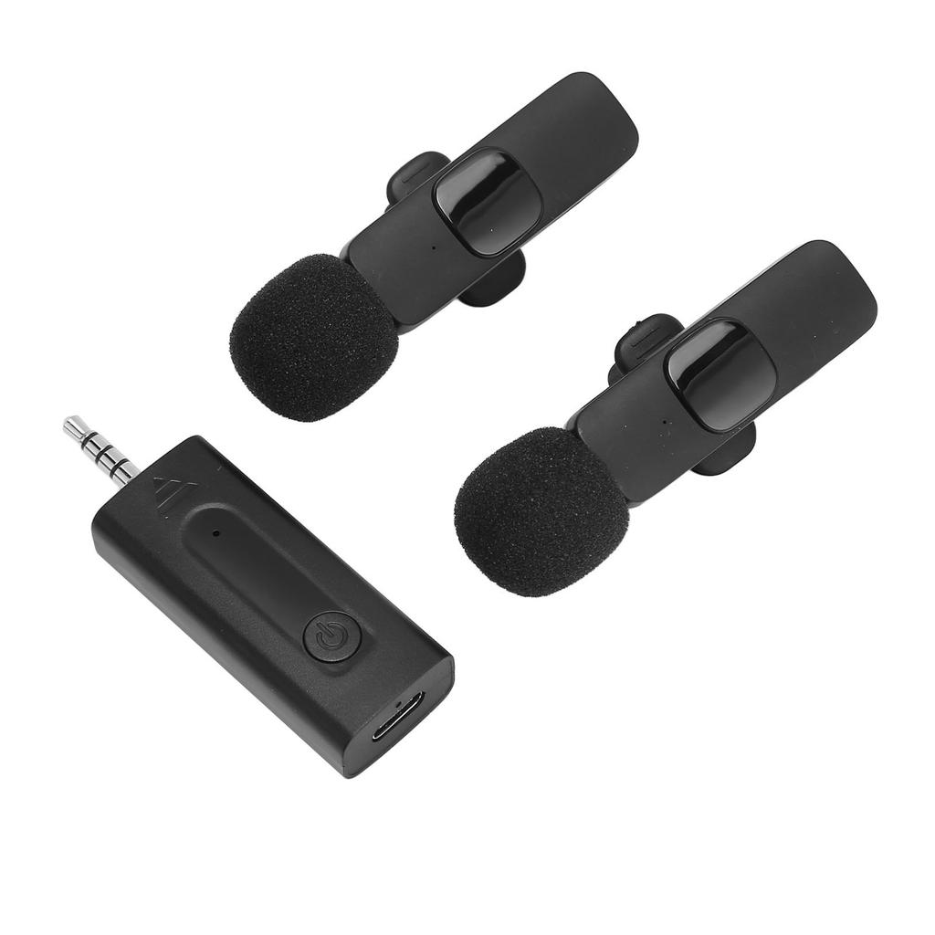 Wireless Lavalier Lapel Microphone 1 for 2 3.5mm Automatic Noise Reduction Clip On Mic for