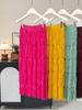 2026 Spring/Summer Women's Versatile Tassel Patchwork Midi Skirt