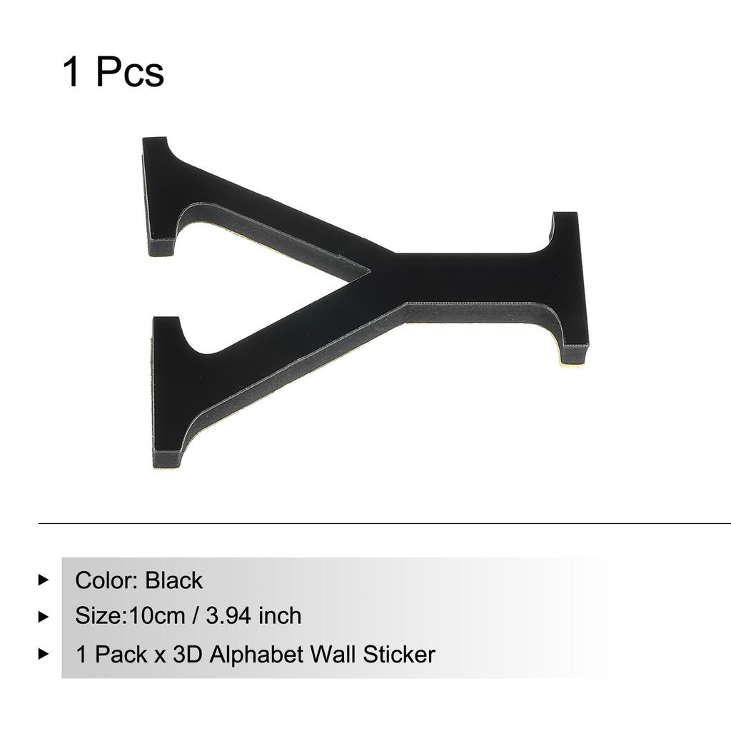 10cm Black 26 English Letters Wall Sticker 3D Mirror Acrylic Wall Sticker Decals Self-Adhesive Decor Wall Art Mural Home Party