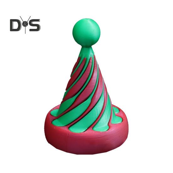 3D Printed Spiral Cone Toy Impossible Christmas Tree Passthrough Sculpture Vortex Thread Illusion Stress Relief Kids Adults Mini Spiral Santa Hat