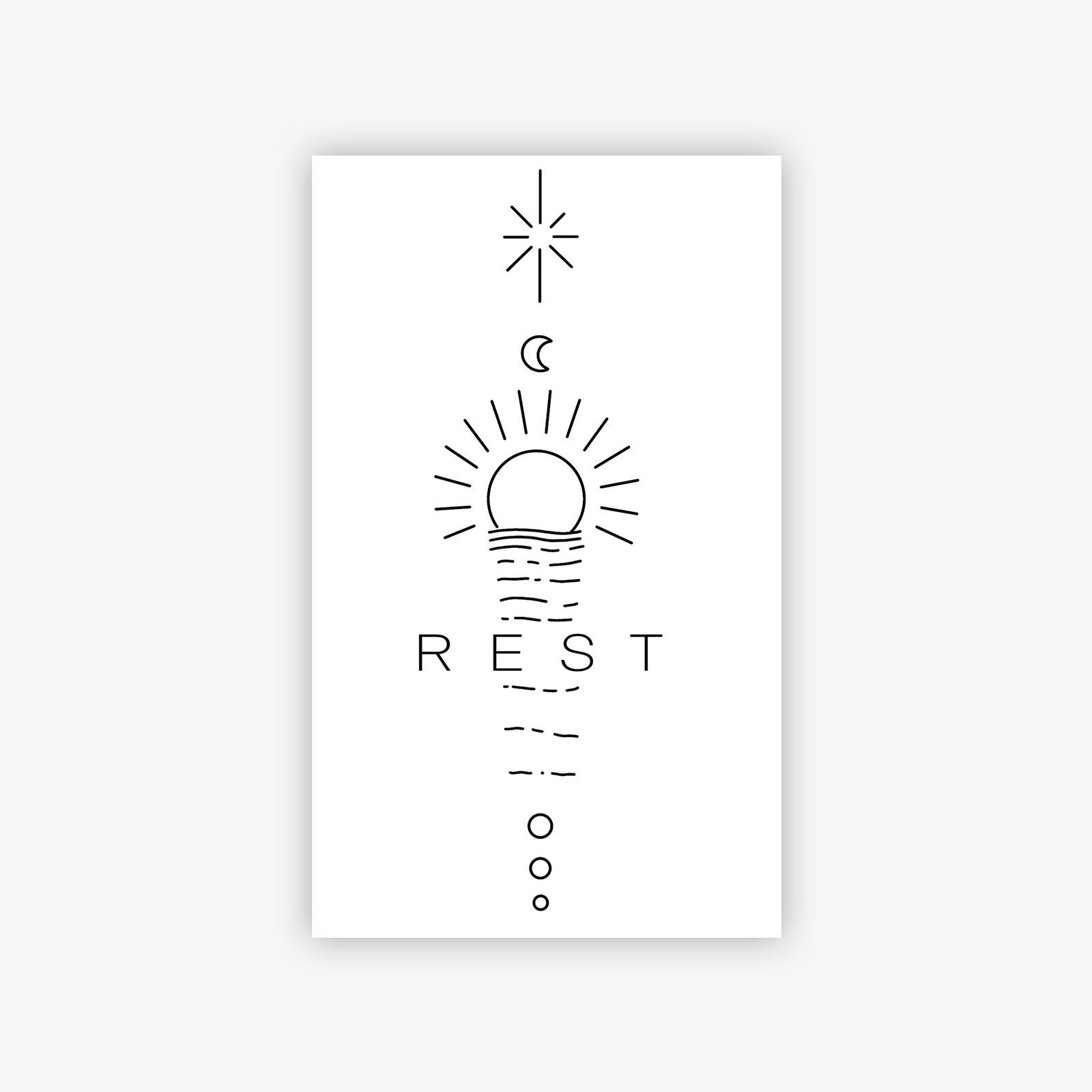 Herbal Sun And Moon Lines Tattoo Sticker Semi-Permanent Dark Tattoo Sticker Waterproof And Long-Lasting Non-Reflective 9*15