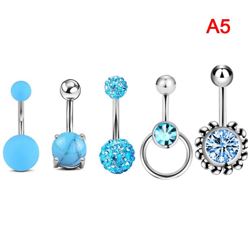 5 Teile/los Sexy Edelstahl Bauchnabel Ringe Set Zirkon Weiche Keramik Nabel