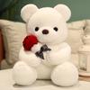 Kawaii miś z różami pluszowa zabawka miękki miś wypchana lalka romantyczny prezent dla kochanka Home Decor prezenty na walentynki dla dziewczynek
