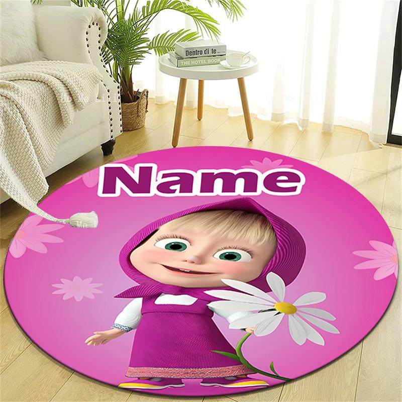 Personalized M-Masha and the Bear Round Chair Office Rug - Perfect for Mat, Office Chair & More - Ideal Gift for Birthdays and Holidays