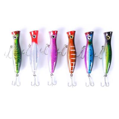 6pcs Popper Fishing Lure 43G New Style Artificial With 3D Eyes Bait Hard Fishing Tackle