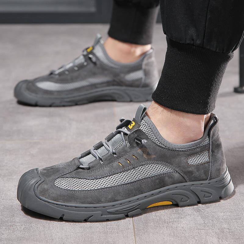 2025 Summer New Men's Sandals Leather Leisure Sports Outdoor Mountaineering Mesh Men's Shoes Non-slip Lazy Cloth Shoes