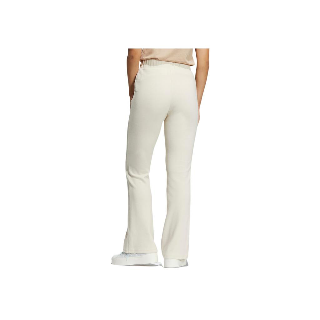 Adidas Originals Clover Embroidered Logo Flared Track Pants Women Bottoms Beige HY1360