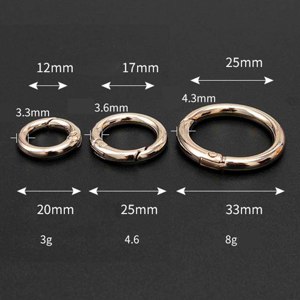 10Pcs Round Spring Snap Hooks Carabiner Keyring Clasp DIY Clip for Keychain Key Purse