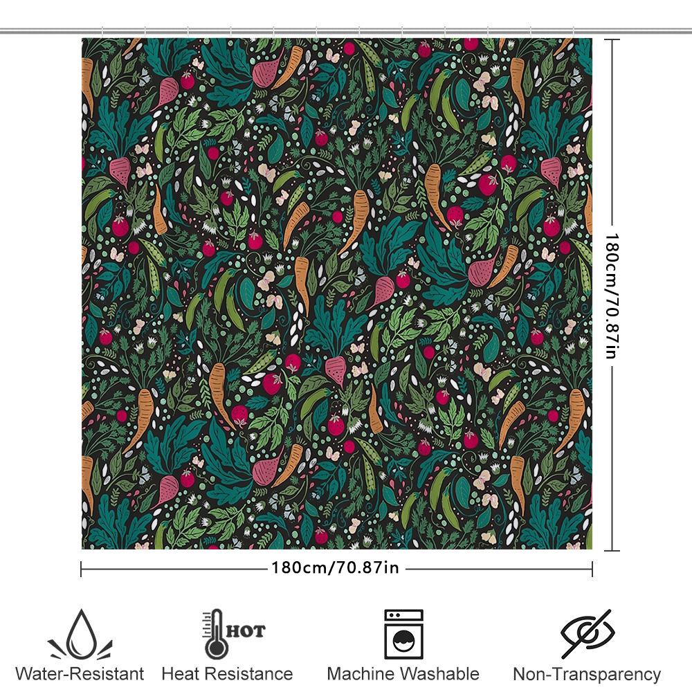 Botanical Shower Curtain Vintage Floral Pattern Nature Greenery Bathroom Decor Farmhouse Rustic Home Textile Wall Hanging