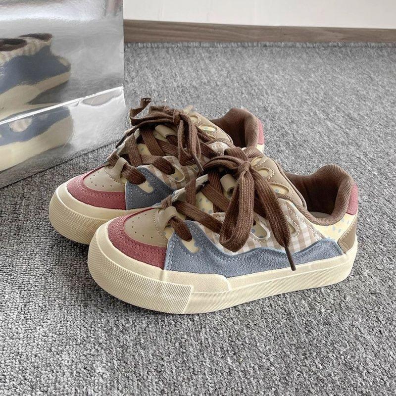 Retro board shoes women's spring new versatile shoes platform white shoes tide