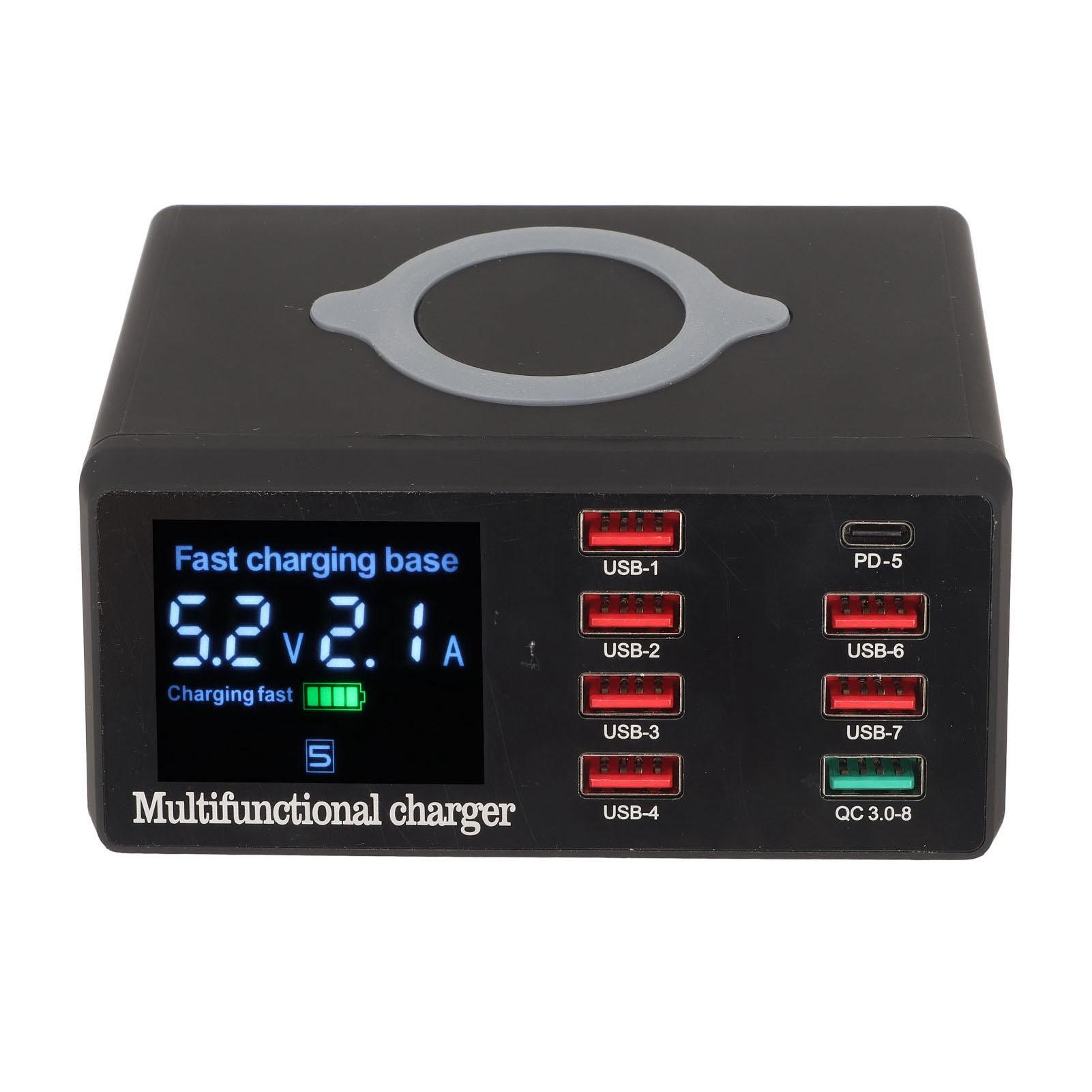 

USB Charger 100W 8 Port USB Charging Station QC 3.0 Wireless Charger PD18W Intelligent Compatible EU Plug
