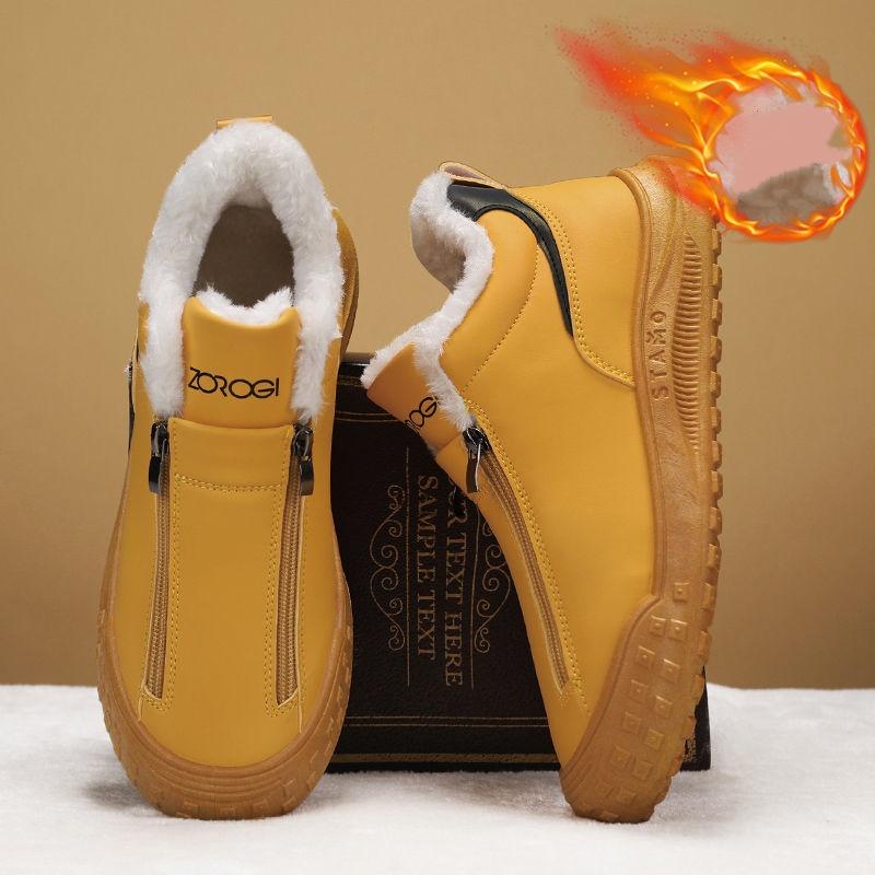 Winter Men's Shoes Plus Velvet Thickened Warm Casual Sports Shoes One Pedal Double Zipper Men's Big Cotton Shoes