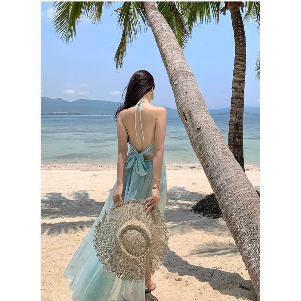 

Мятно-зеленое платье-сарафан с V-образным вырезом на бретелях, летняя одежда для дофамина, пляжное платье феи для отпуска XL- (recommended 110-60kg)