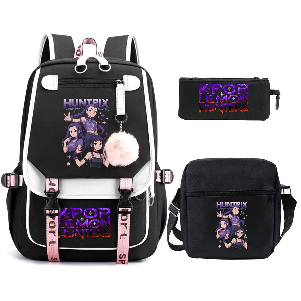 K-Pop Anime Cartoon Halloween Printed Fashion Student School Bag Children'S Shoulder Backpack Pencil Case Set