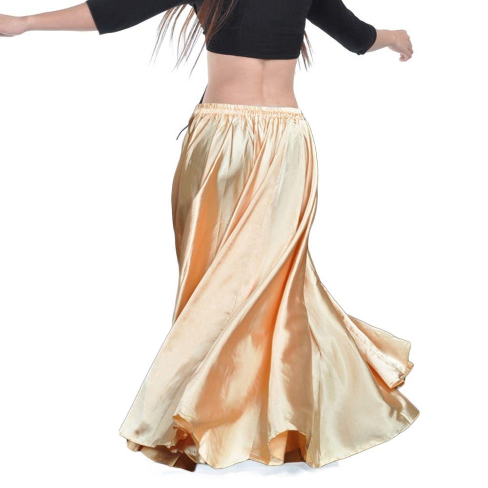 Large Swing Satin Skirt Sparkling Satin Maxi Long Skirt Fashion Dancer Practice Wear  Women