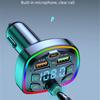 Q7 Bluetooth 5.0 Car Charger FM Transmitter Type C 2 USB Port 4.2A Charger Colorful Ambient Light MP3 Music Player