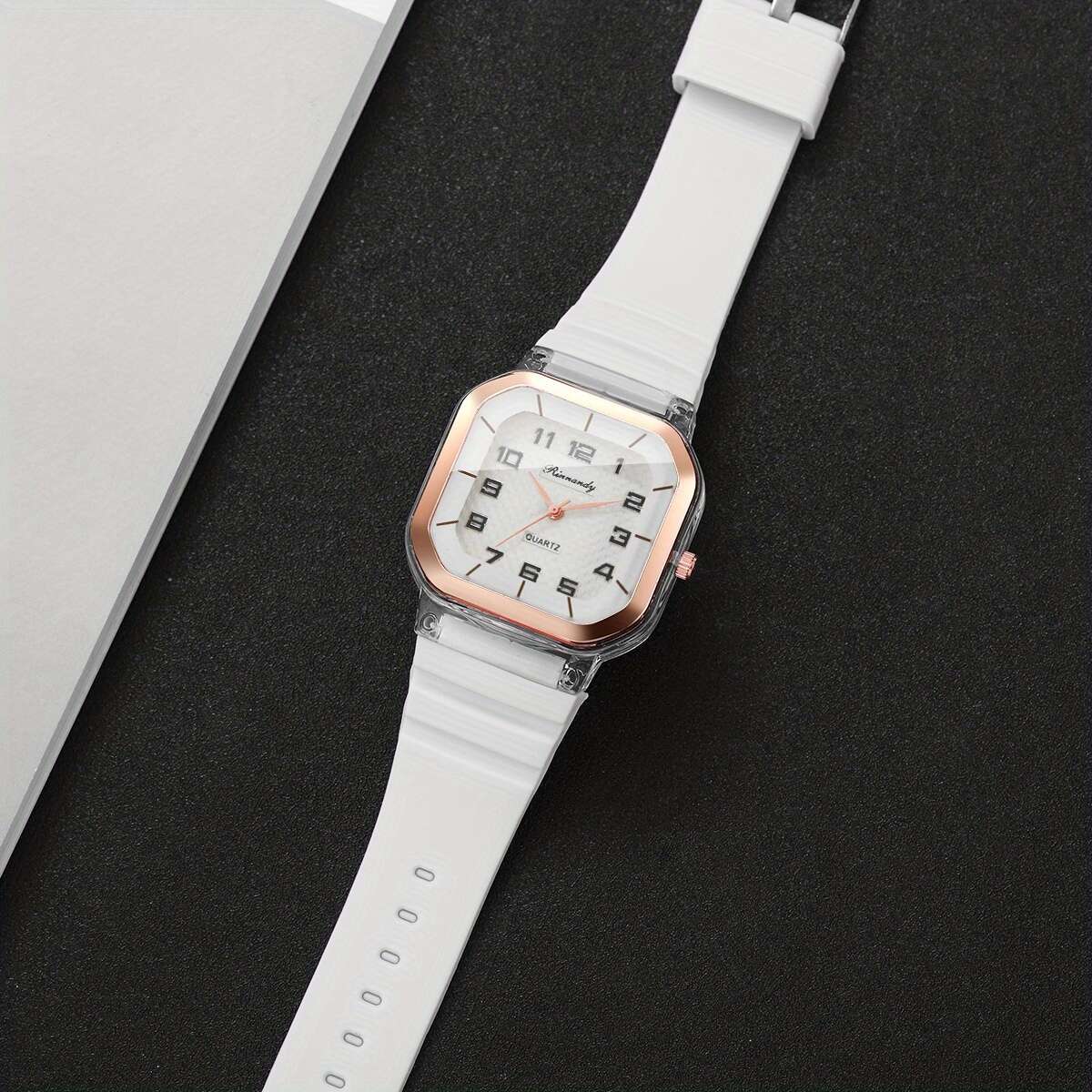 1PC Ladies Gift Silicone Watch Temperament Elegant Digital Scale Dial Classic Casual Quartz Watch
