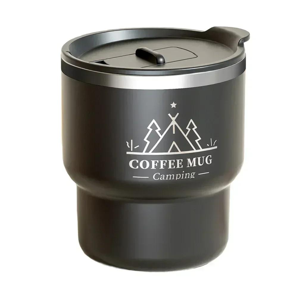 Double wall vacuum insulated 304 stainless steel coffee cup with spill resistant flip lid portable for tea juice drinks