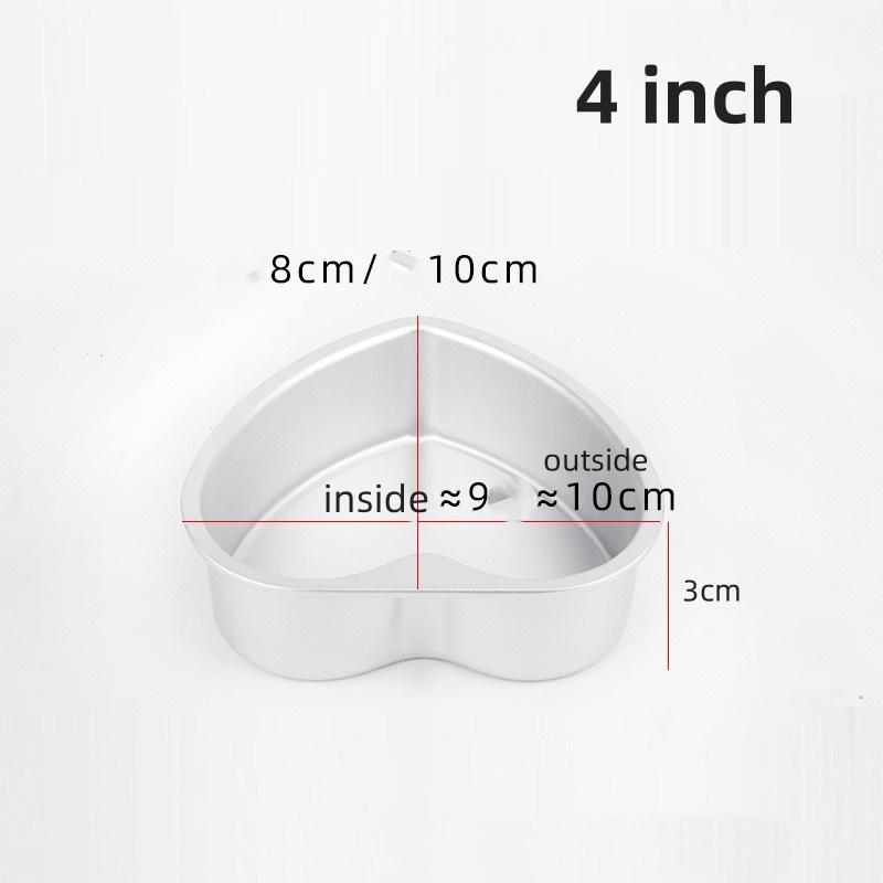 3/4/5/6/7/8/10/11 Inch Heart Shaped Cake Pan mold Solid Bottom Aluminum Alloy Chocolate Cake Pan Silver Tin Baking Mold Mould