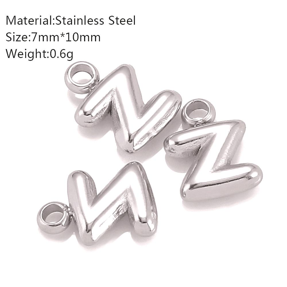 3Pcs Mini Balloon Alphabet Charms Cute Small Initial Bubble English Letter Stainless Steel Pendants DIY Necklace Bracelet Making